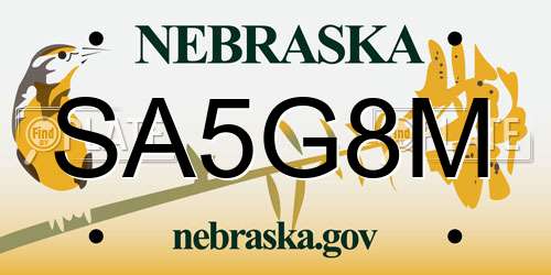 SA5G8M Nebraska License Plate
