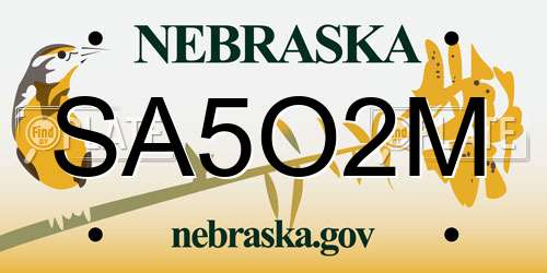 SA5O2M Nebraska License Plate