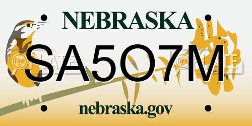 SA5O7M Nebraska License Plate
