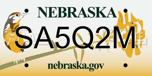 SA5Q2M Nebraska License Plate