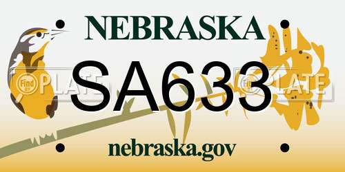 SA633 Nebraska License Plate
