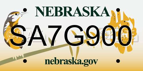 SA7G900 Nebraska License Plate