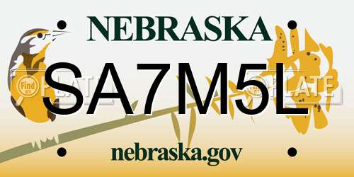 SA7M5L Nebraska License Plate