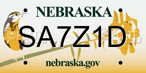 SA7Z1D Nebraska License Plate