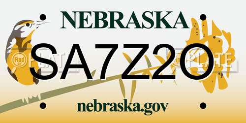 SA7Z2O Nebraska License Plate