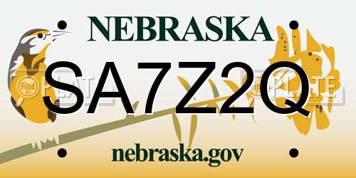 SA7Z2Q Nebraska License Plate