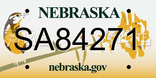 SA84271 Nebraska License Plate