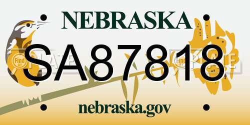 SA87818 Nebraska License Plate