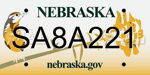 SA8A221 Nebraska License Plate