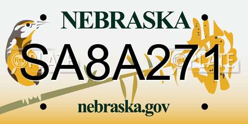 SA8A271 Nebraska License Plate