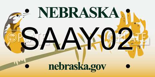 SAAY02 Nebraska License Plate