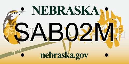 SAB02M Nebraska License Plate