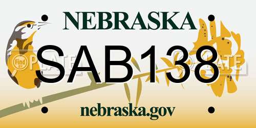 SAB138 Nebraska License Plate