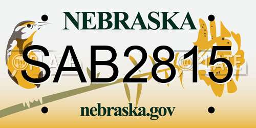 SAB2815 Nebraska License Plate