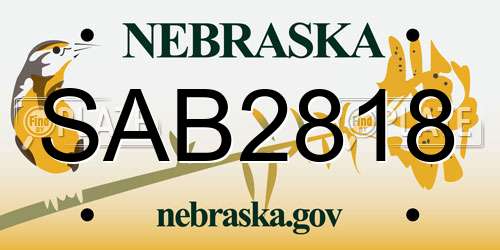 SAB2818 Nebraska License Plate