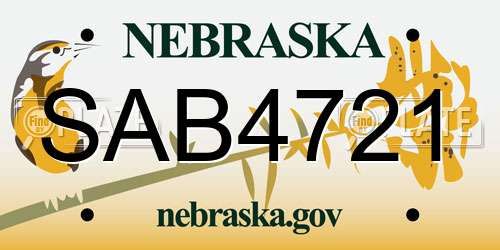 SAB4721 Nebraska License Plate