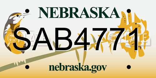 SAB4771 Nebraska License Plate