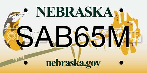 SAB65M Nebraska License Plate