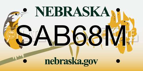 SAB68M Nebraska License Plate