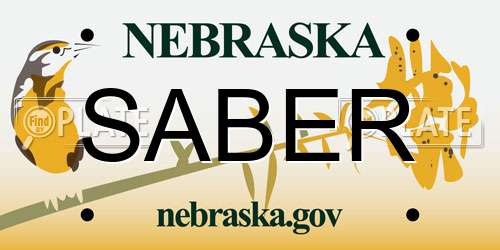 SABER Nebraska License Plate
