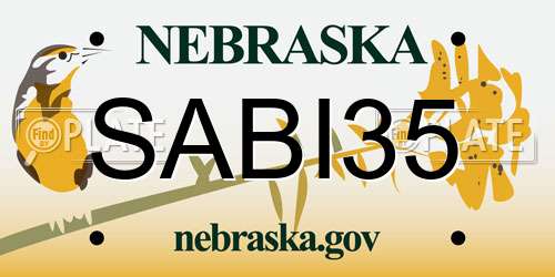 SABI35 Nebraska License Plate