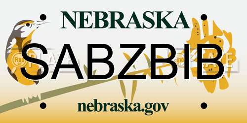 SABZBIB Nebraska License Plate