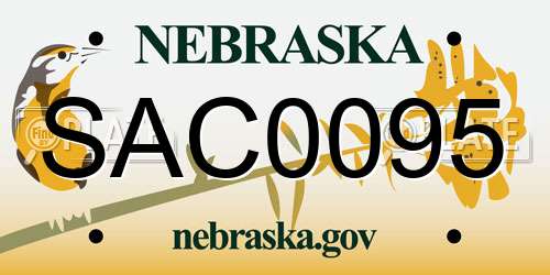 SAC0095 Nebraska License Plate