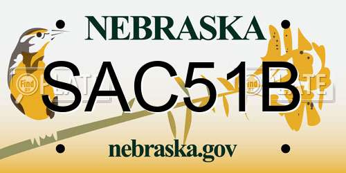 SAC51B Nebraska License Plate