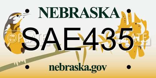 SAE435 Nebraska License Plate