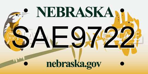 SAE9722 Nebraska License Plate