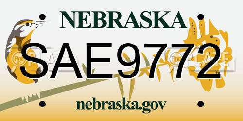 SAE9772 Nebraska License Plate