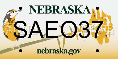 SAEO37 Nebraska License Plate