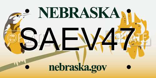SAEV47 Nebraska License Plate