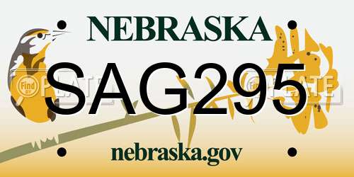 SAG295 Nebraska License Plate