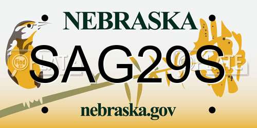 SAG29S Nebraska License Plate
