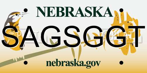 SAGSGGT Nebraska License Plate