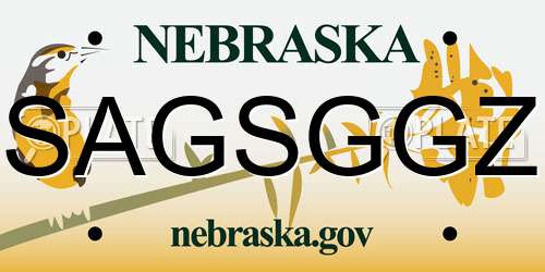 SAGSGGZ Nebraska License Plate