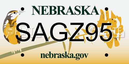 SAGZ95 Nebraska License Plate