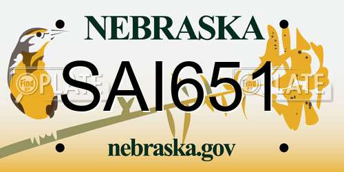 SAI651 Nebraska License Plate