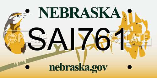 SAI761 Nebraska License Plate