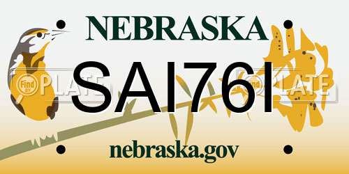 SAI76I Nebraska License Plate