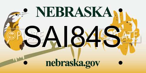 SAI84S Nebraska License Plate
