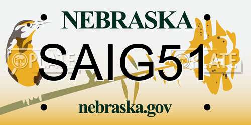 SAIG51 Nebraska License Plate