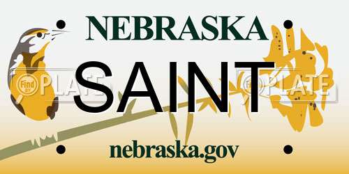SAINT Nebraska License Plate
