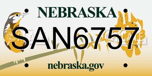 SAN6757 Nebraska License Plate