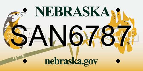 SAN6787 Nebraska License Plate