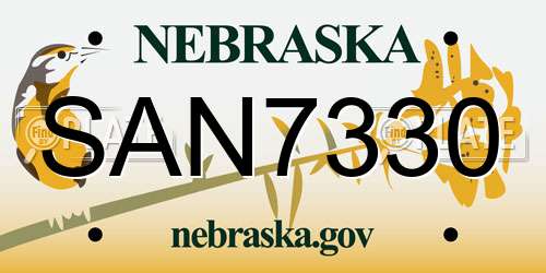 SAN7330 Nebraska License Plate
