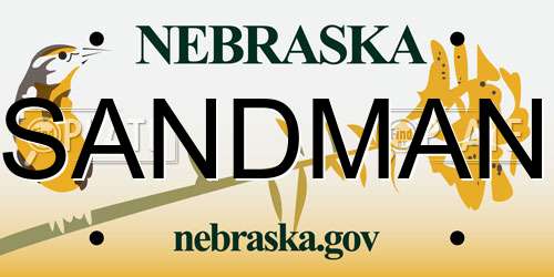 SANDMAN Nebraska License Plate