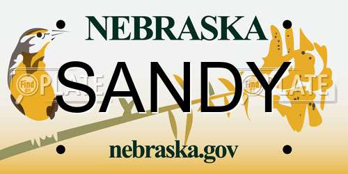 SANDY Nebraska License Plate