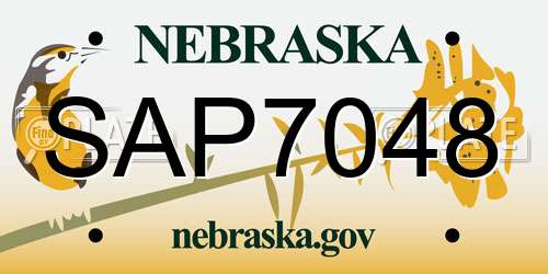 SAP7048 Nebraska License Plate